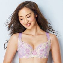 Japanese cecile collection bra flower embroidery wide shoulder strap up pull