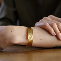 Japanese NAGAE tin bracelet bracelet gold metal flat slats wrinkled origami style casual Bend