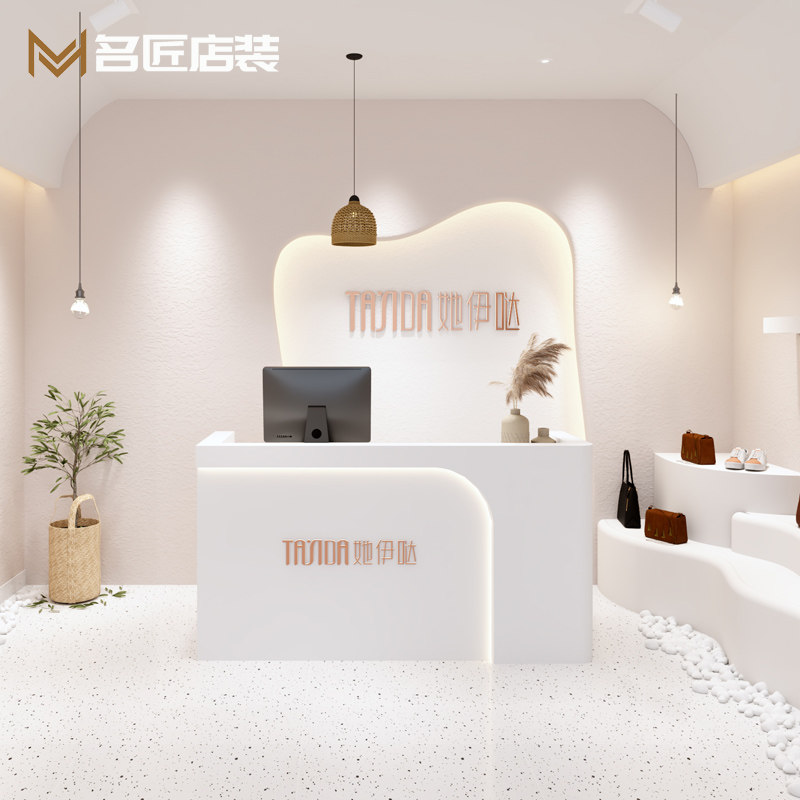 Women's clothing store cashier counter net celebrity clothing store bar shop small children's clothing store mother and child store simple shoe store white