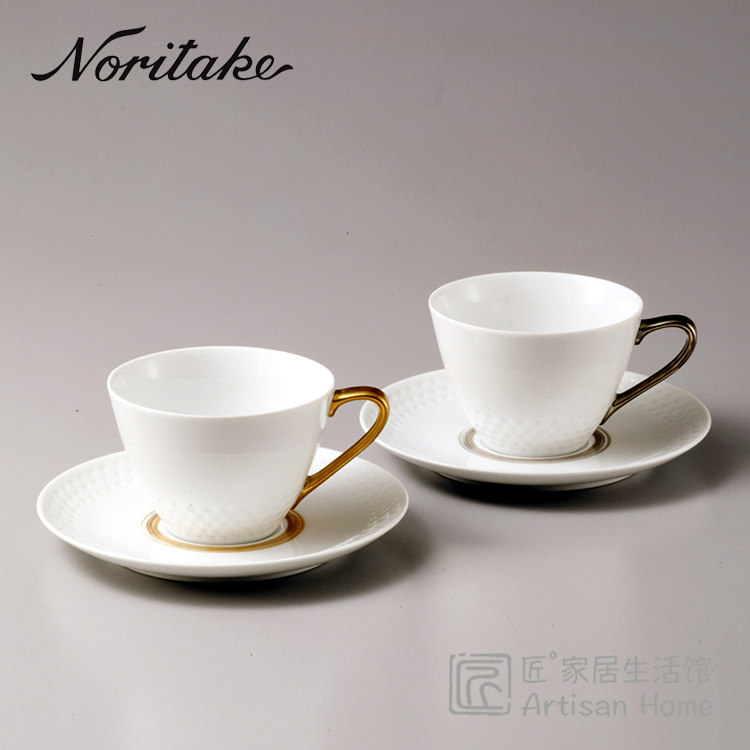 Spot Japan Noritake Noritake Amis Coffee cup Teacup Couple pair cup White porcelain bump texture Gold and silver