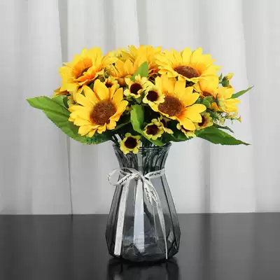 Hui Yixuan sunflower simulation bouquet sunflower fake flower silk flower set living room table coffee table ornaments