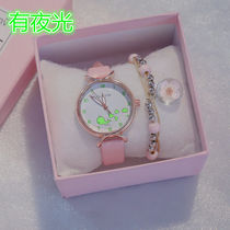 Luminous watches female junior high school students Korean version of simple cute Japanese pink girl heart ins hipster Wild