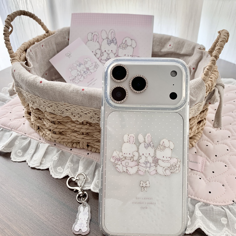 Qing Oo Original Imd Double-Layer Bunny Letter Glossy Fine Glitter Large Hole Phone Case Qing Oo Original Imd Double-Layer Bunny Letter Glossy Fine Glitter Large Hole Phone Case