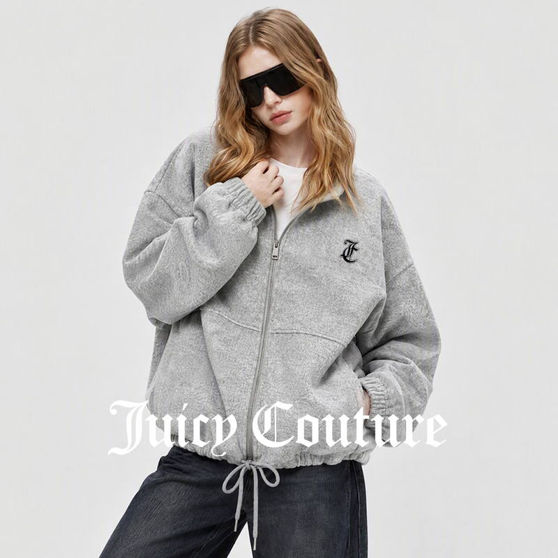 Juicy Couture Orange Hooded Zip-Up Cardigan Long-Sleeved Sweatshirt for Women Autum Drawstring Pure Color Loose Top Juicy Couture Orange Hooded Zip-Up Cardigan Long-Sleeved Sweatshirt for Women Autum Drawstring Pure Color Loose Top