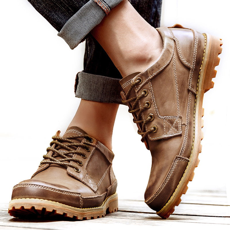 Men's shoes are genuine leather heads of spring trend of Britannica Oxford sole breathable leisure shoes men Martin shoes