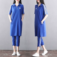 Летняя длинная футболка, штаны, комплект, в корейском стиле