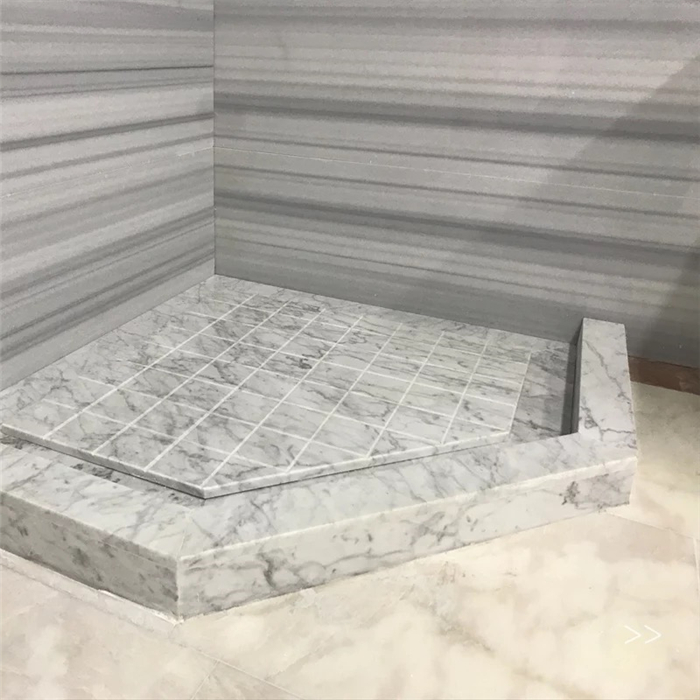 Jinan free door-to-door custom natural marble shower room slot anti-slip base water barrier stone base