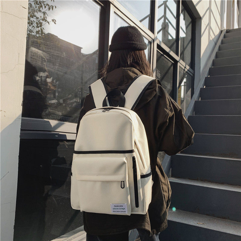 Schoolbag female college students original design sense niche simple ins large capacity canvas backpack computer bag