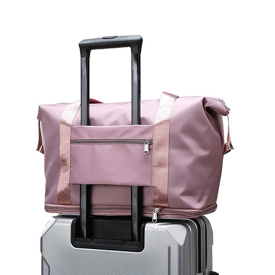 La bolsa de viaje se puede colocar en la bolsa de almacenamiento adicional situada en la barra del carro. Bolsa de equipaje portátil ligera de gran capacidad para corta distancia para mujer
