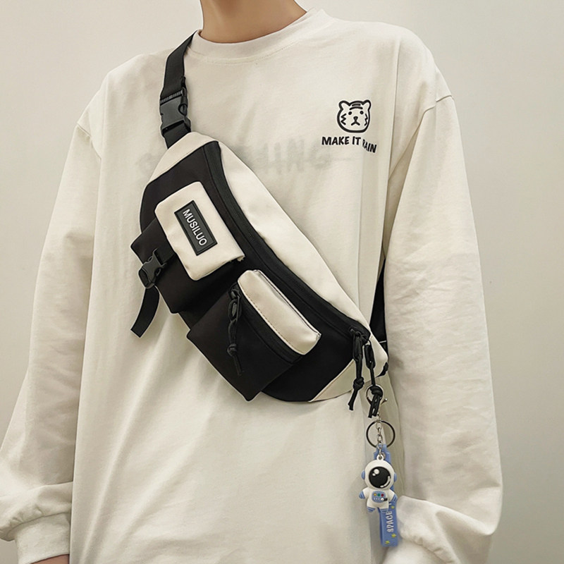 Satchel Men's Chains Chains Collision Colors Casual Sports Light Bags Harbor Wind Fashion Single Shoulder Bag Schoolgirl Chest Bag