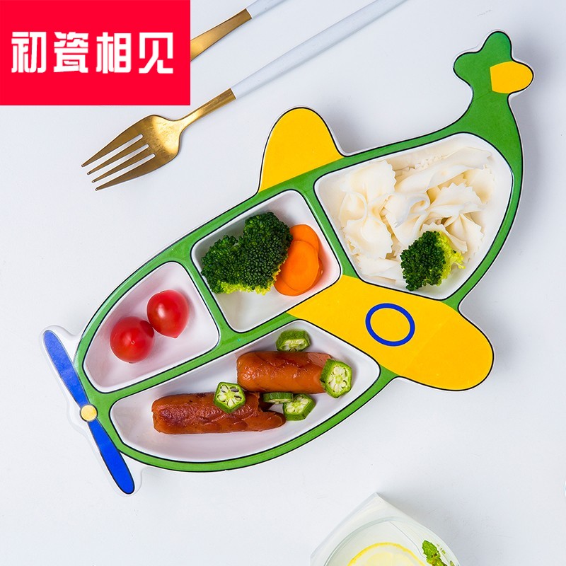 Porcelain meet each other at the beginning of meal plate creative ceramic plates and lovely cartoon baby FanPan plane plate frame plate