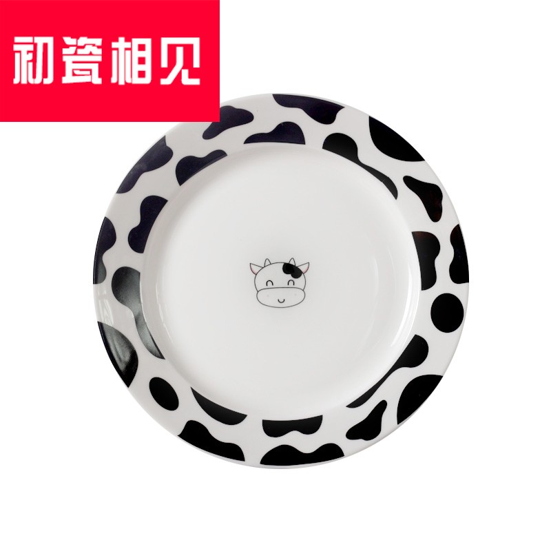Ten - day home cows disc ceramic tableware porcelain meet each other at the beginning of the creative household cow cartoon panda plate ceramic pottery plate
