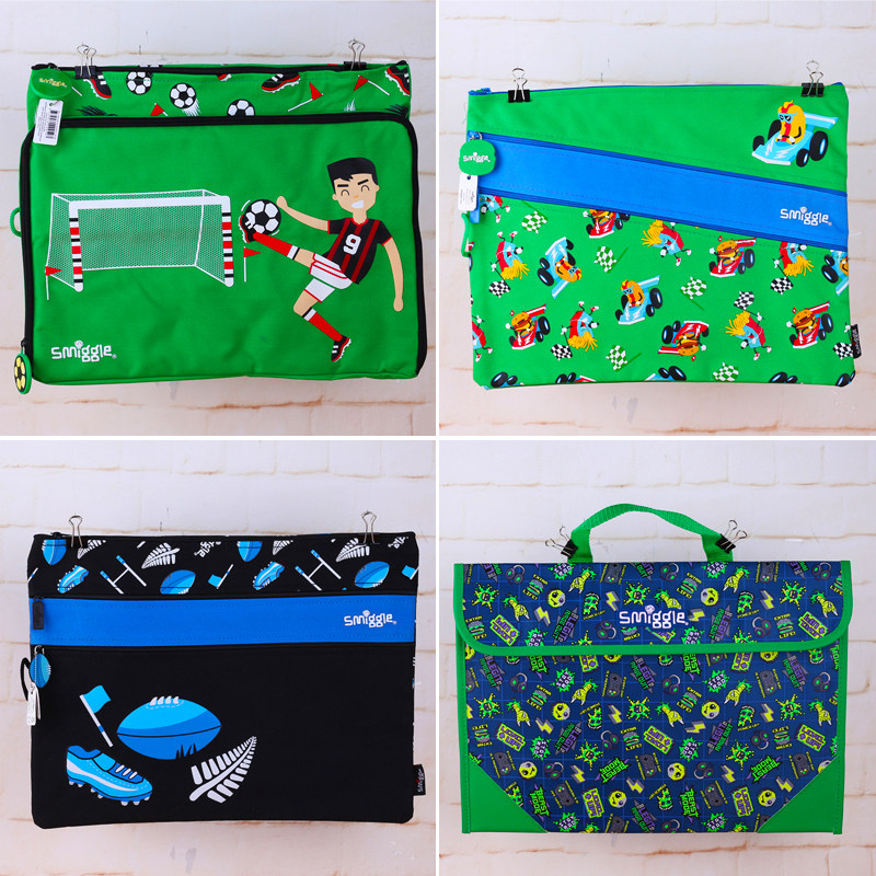 Australian smiggle Green Football Student Calligraphy Pension Painting Multifunctional Pen Bag Learn Waterproof Pen Bag