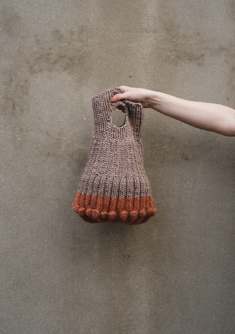 Bubble shopping bag Handbag stick needle text description translation knitting illustration non-finished product