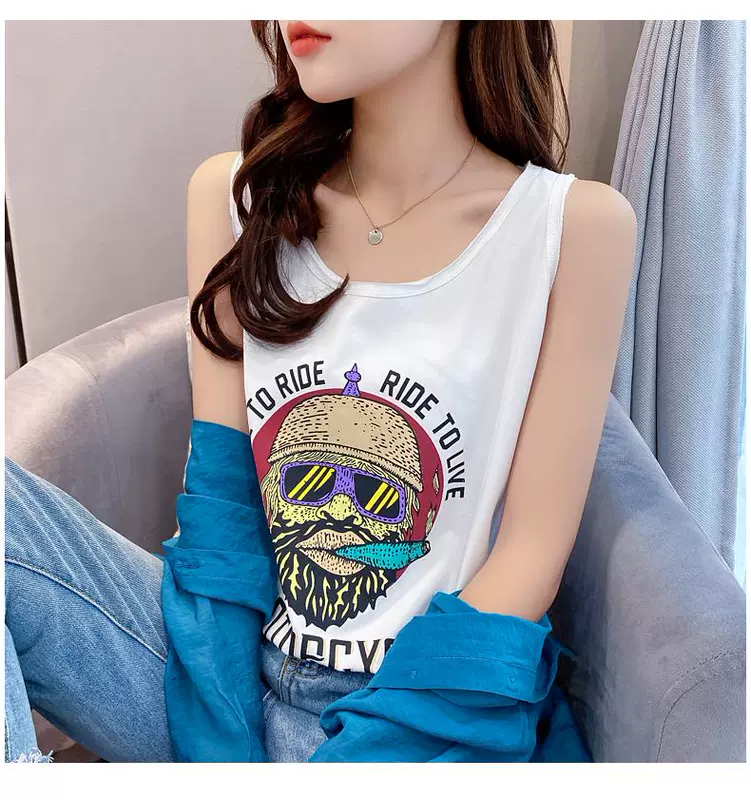 Phong cách đường phố Hồng Kông cộng với size cotton in hoa với áo yếm nữ mùa hè mới gợi cảm mặc ngoài mặc - Áo ba lỗ