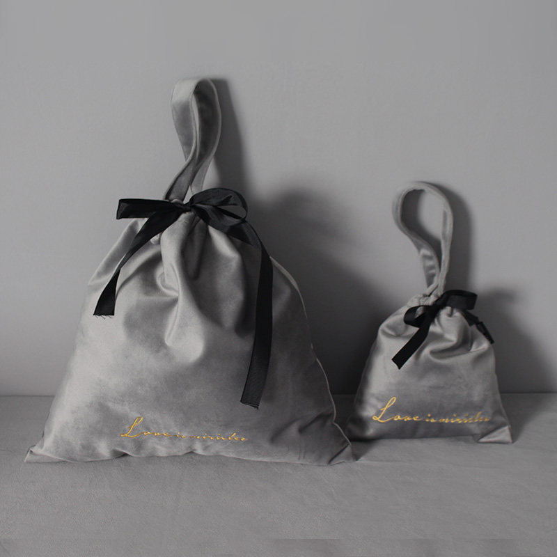 Lipstick cosmetics drawstring storage bag velvet small cloth bag velvet embroidery velvet bag jewelry bag Korea