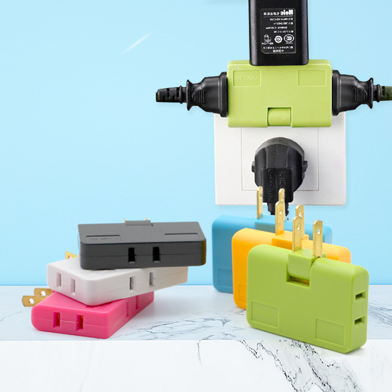 One-turn-three-two-pin plug two-jack 180-degree rotary power converter ultra-thin folding wireless expansion socket