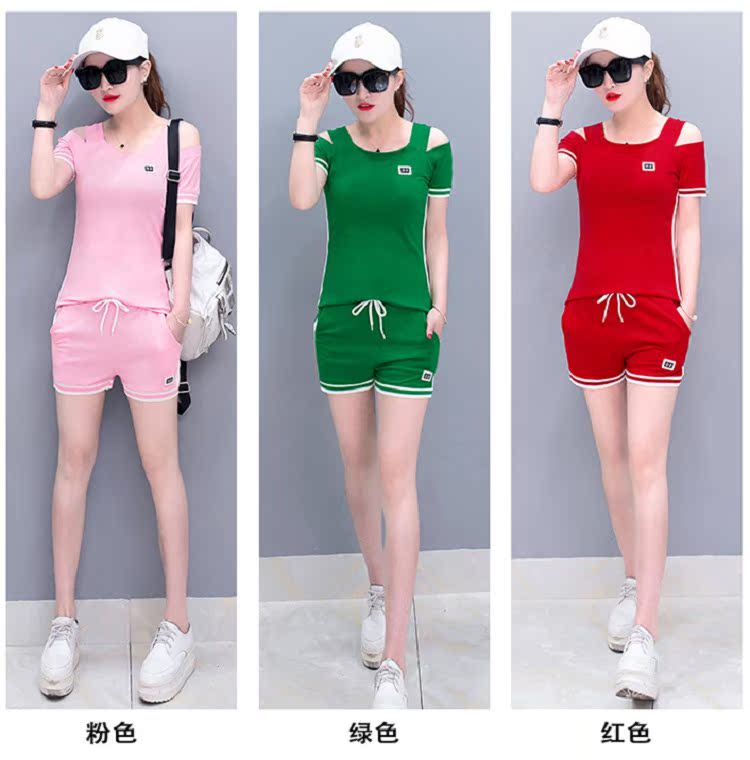 Phụ nữ thể thao phù hợp với thời trang thanh lịch, áo thun ngắn tay lệch vai ngắn ba điểm - Thể thao sau bộ thể thao adidas nữ chính hãng