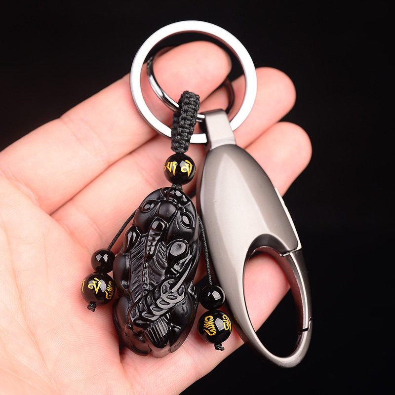 Financial Express Car Keys Buttons Male Waist Type Circle Remote Keychain Black Yaoshi Men's Pendants Minimalist Creative Gifts