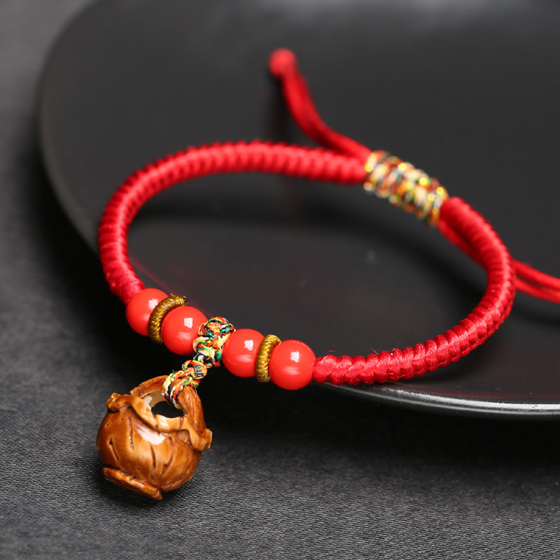 baby baby boy baby baby pressure shock newborn red rope hand alchemo walnut walnut wood peach basket handstring foot chain
