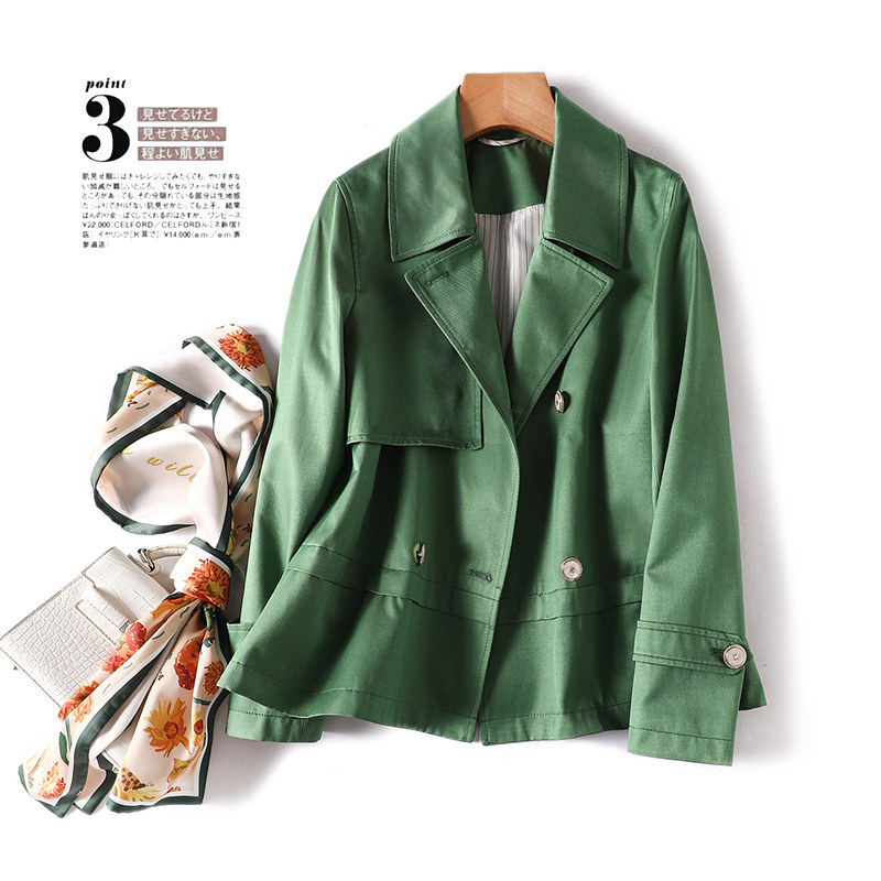 JU Xiannen forest green 2022 new color windbreaker women's short fashion Western style autumn coat that you haven't worn