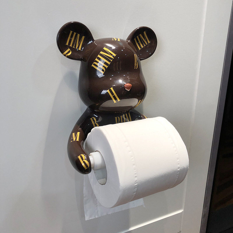 ins wind creativity Nordic Kitchen Makeup Room Wall-mounted Tissue Box Toilet Violent Bear Rolls Toilet Paper Barrel Racks Free