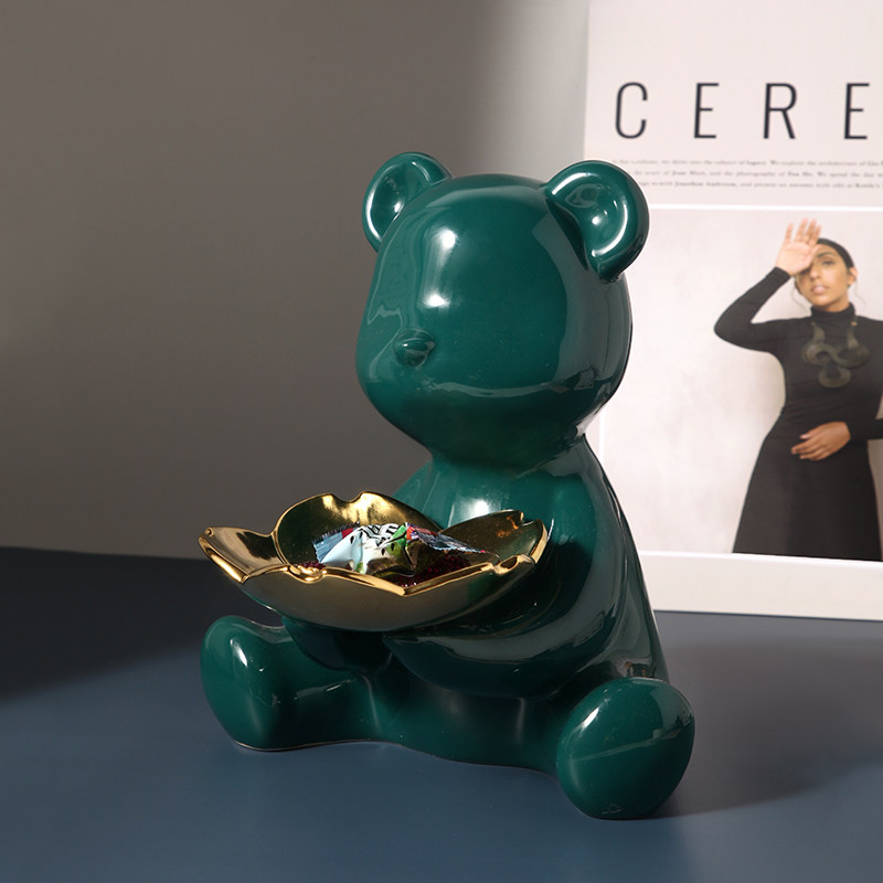 Nordic Light Luxury Style Violent Bear Storage Ornament Entrance Put Keys Living Room Creative Home Decoration Housewarming Gift