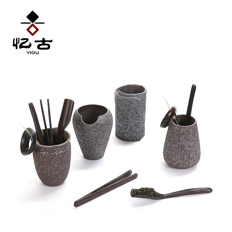 Have the mottled kung fu tea tea six gentleman 's suit ceramics ChaGa teaspoons ChaZhen ebony tea accessories