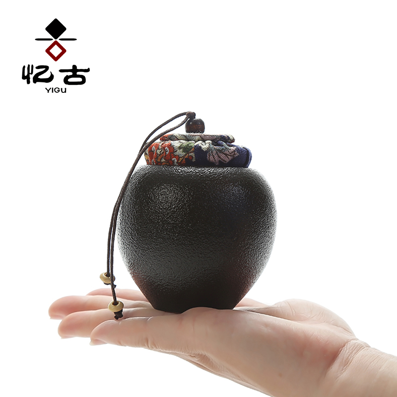 Have the ancient black pottery caddy fixings ceramic seal pot small moistureproof kung fu tea tea tea storehouse small POTS