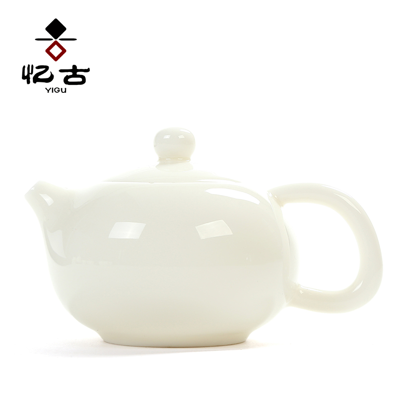 Have the ancient white porcelain ceramic teapot single pot of tea set household kung fu tea set jade teapot dehua porcelain porcelain side put the pot