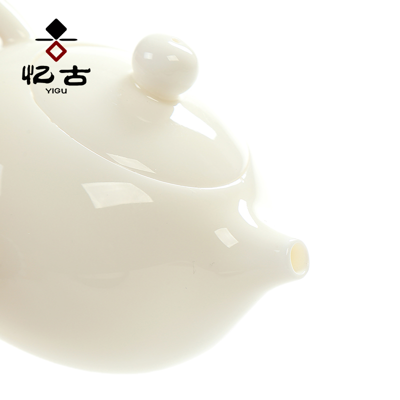 Have the ancient white porcelain ceramic teapot single pot of tea set household kung fu tea set jade teapot dehua porcelain porcelain side put the pot