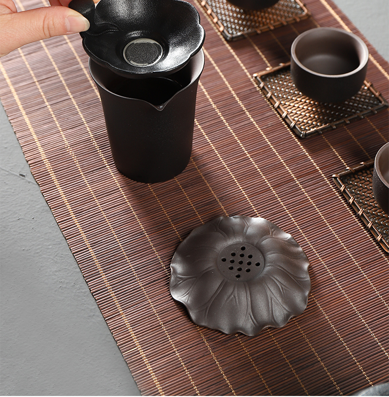 Have the ancient black pottery) ceramic tea set home office filter tea filter good tea accessories