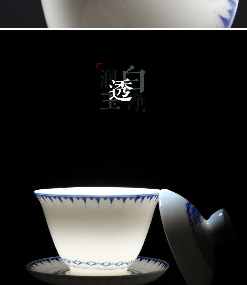 Have the ancient white porcelain only three tureen kung fu tea tea tea tureen ceramic bowl to bowl cup tea tureen