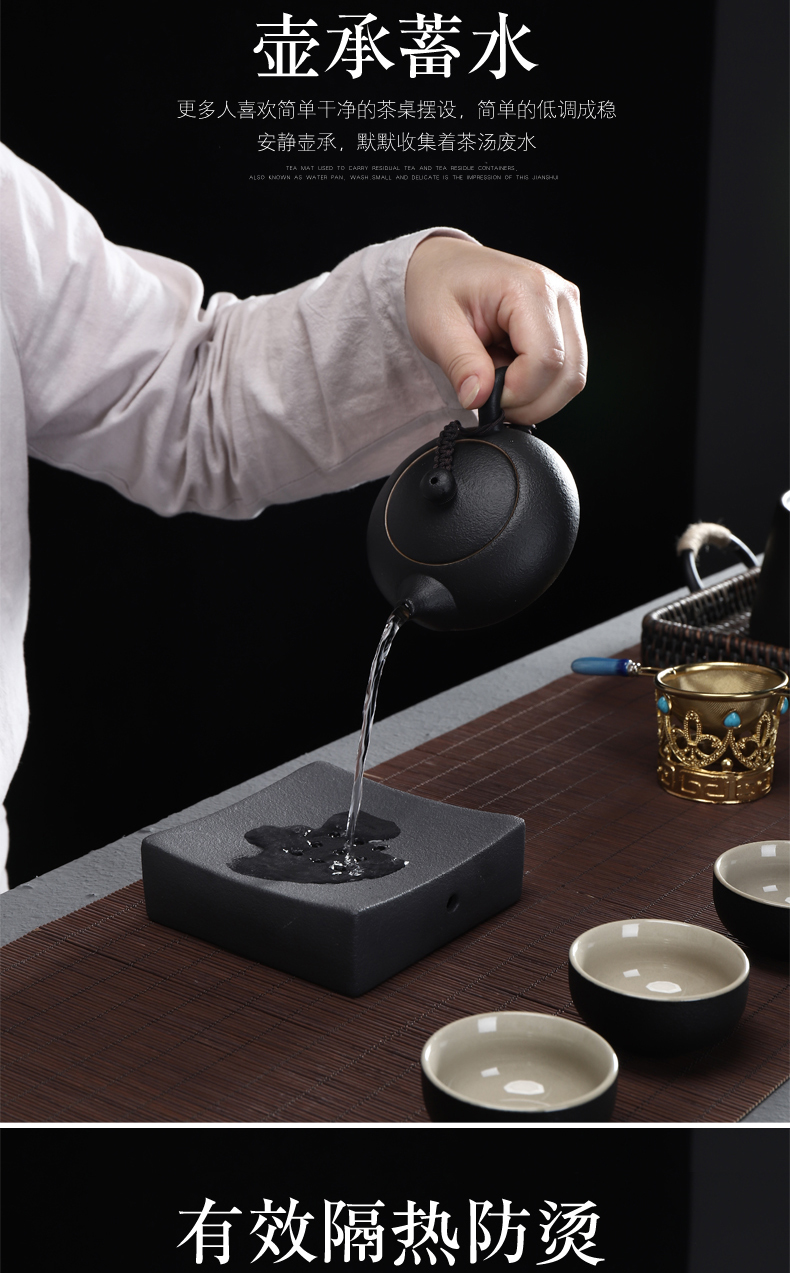 Have the ancient black pottery pot holder base crude earthen POTS bearing tea tray storage pallet tea spare parts storage for dry '