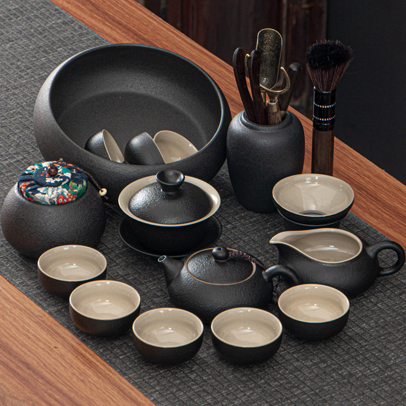 Yigu Tea Set Small Set Household Simple Japanese Ceramic Kung Fu Tea Set Living Room Tea Cup Teapot Tea Tray