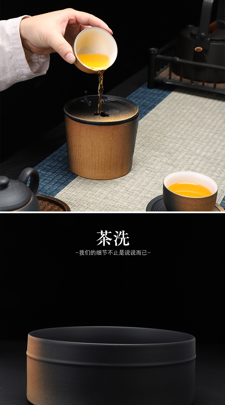 Have the ancient pottery and porcelain of a complete set of kung fu tea set Japanese coarse pottery household contracted teapot cup mat suit gift cups restoring ancient ways