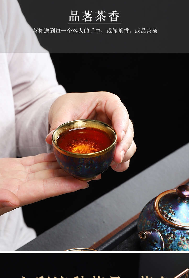Have built ancient up change light kung fu tea set household ceramics fine gold of a complete set of red glaze, gift set teapot teacup group