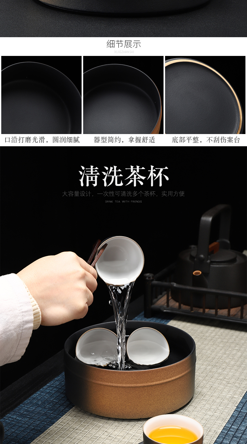 Have the ancient pottery and porcelain of a complete set of kung fu tea set Japanese coarse pottery household contracted teapot cup mat suit gift cups restoring ancient ways