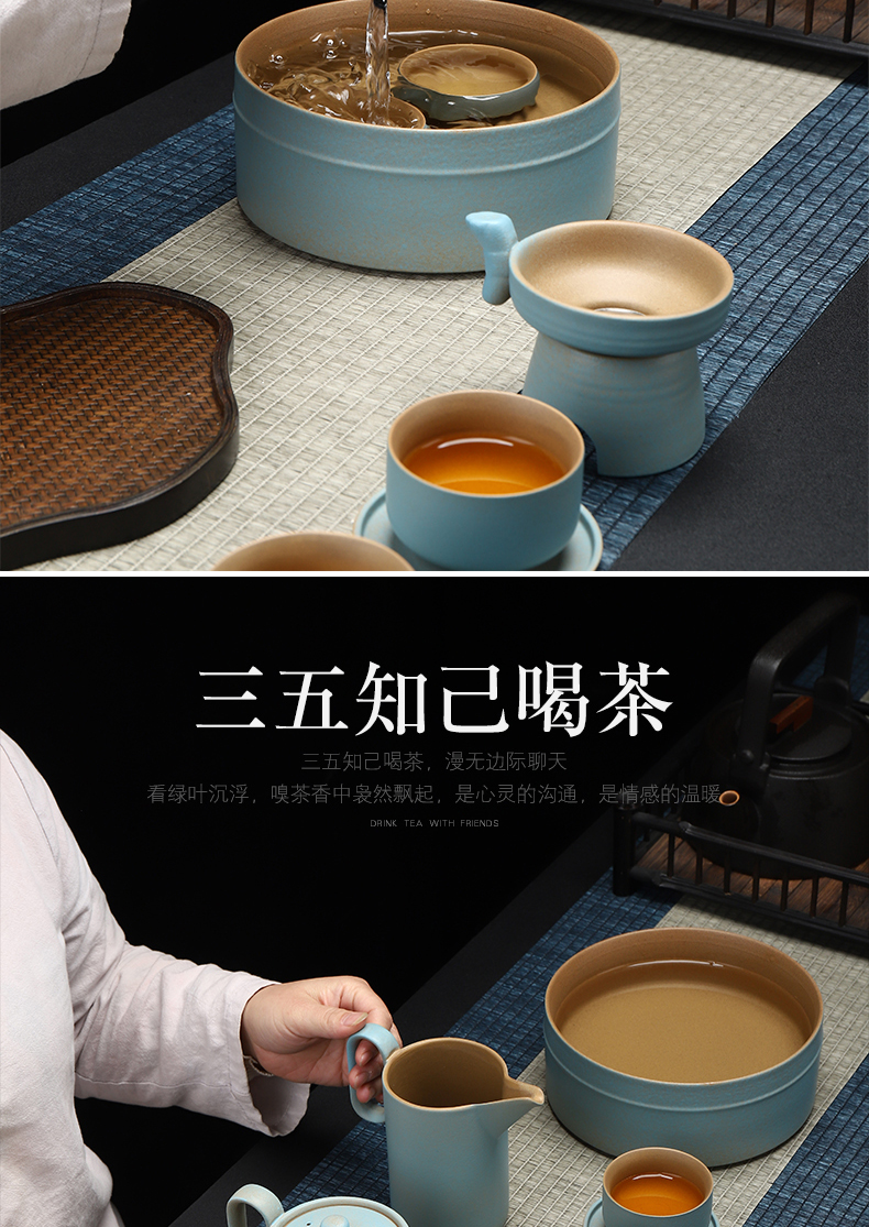 Have the ancient Japanese coarse ceramic tea set new Chinese style household contracted teapot teacup ceramic tea set