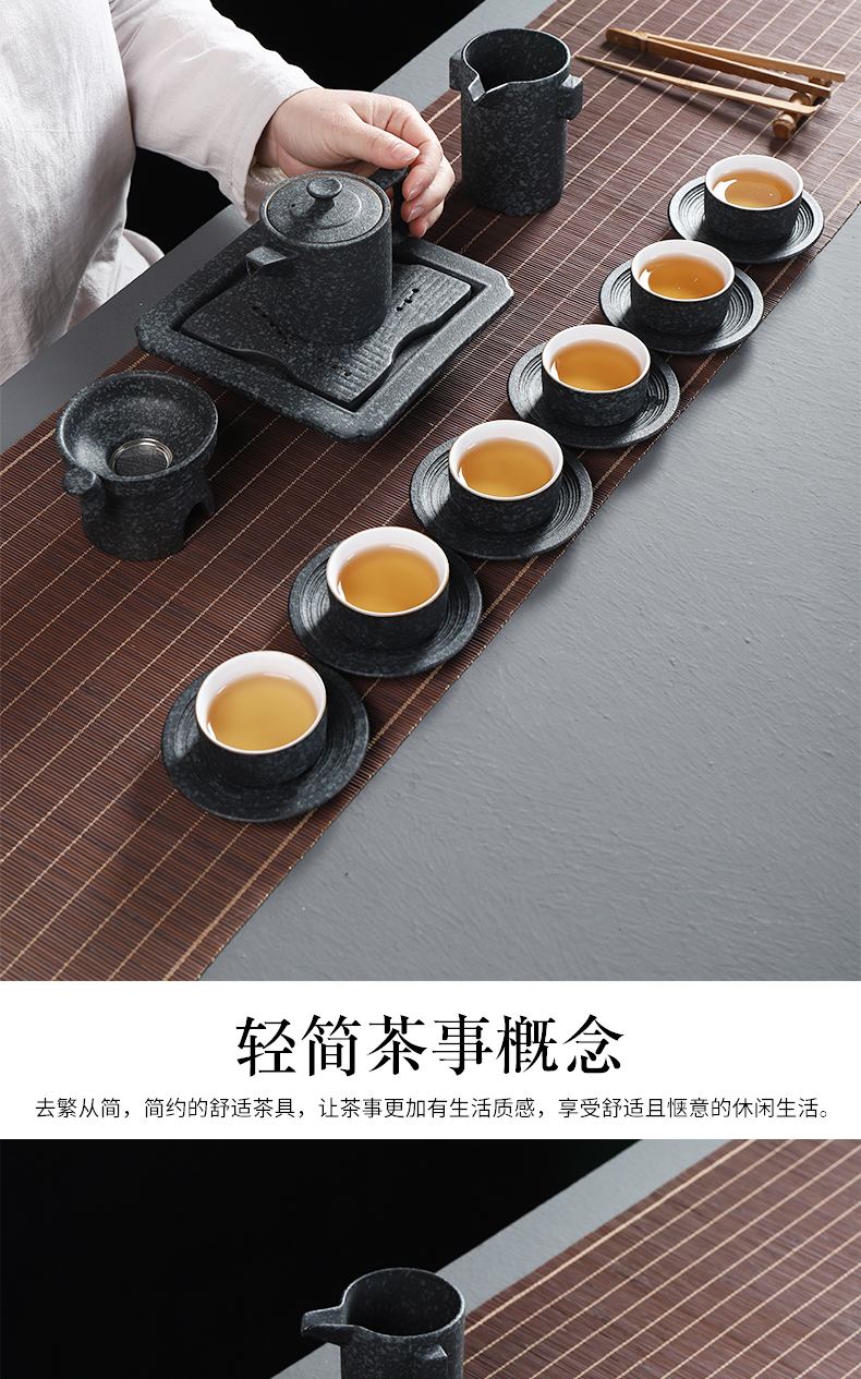 Restoring ancient ways have ancient kung fu tea set coarse pottery creative office household ceramics dry tea tray was pot teapot teacup