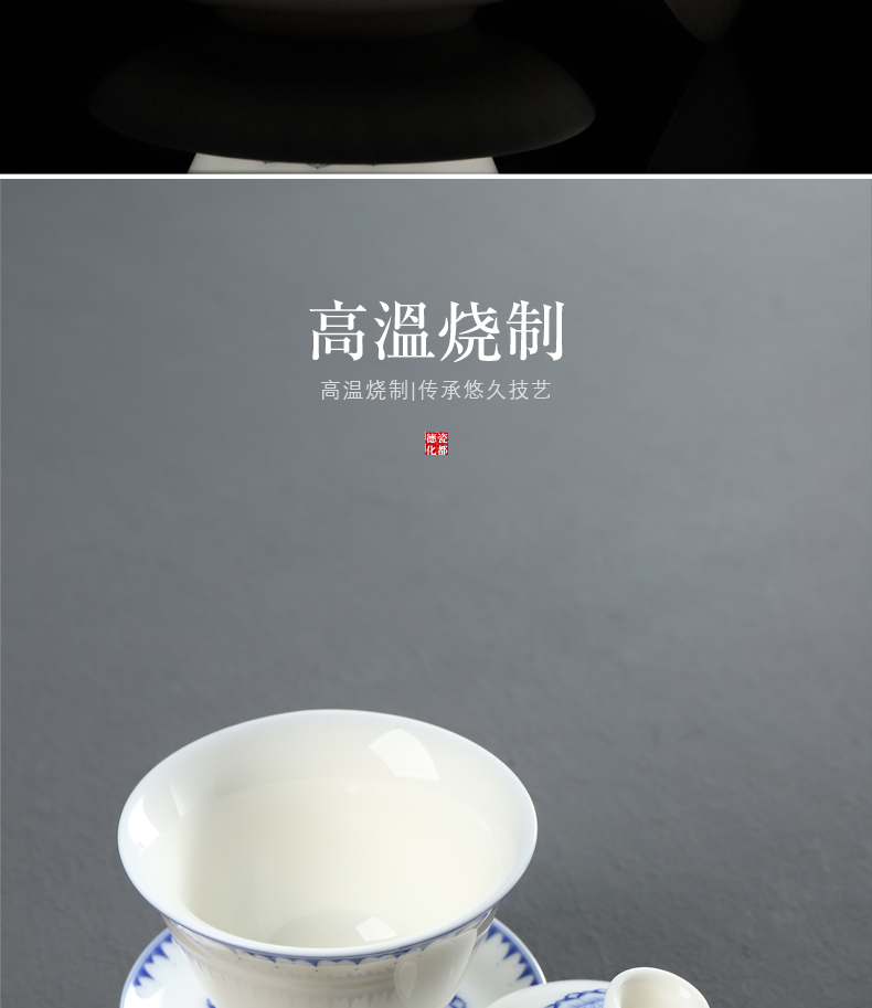 Have the ancient white porcelain only three tureen kung fu tea tea tea tureen ceramic bowl to bowl cup tea tureen