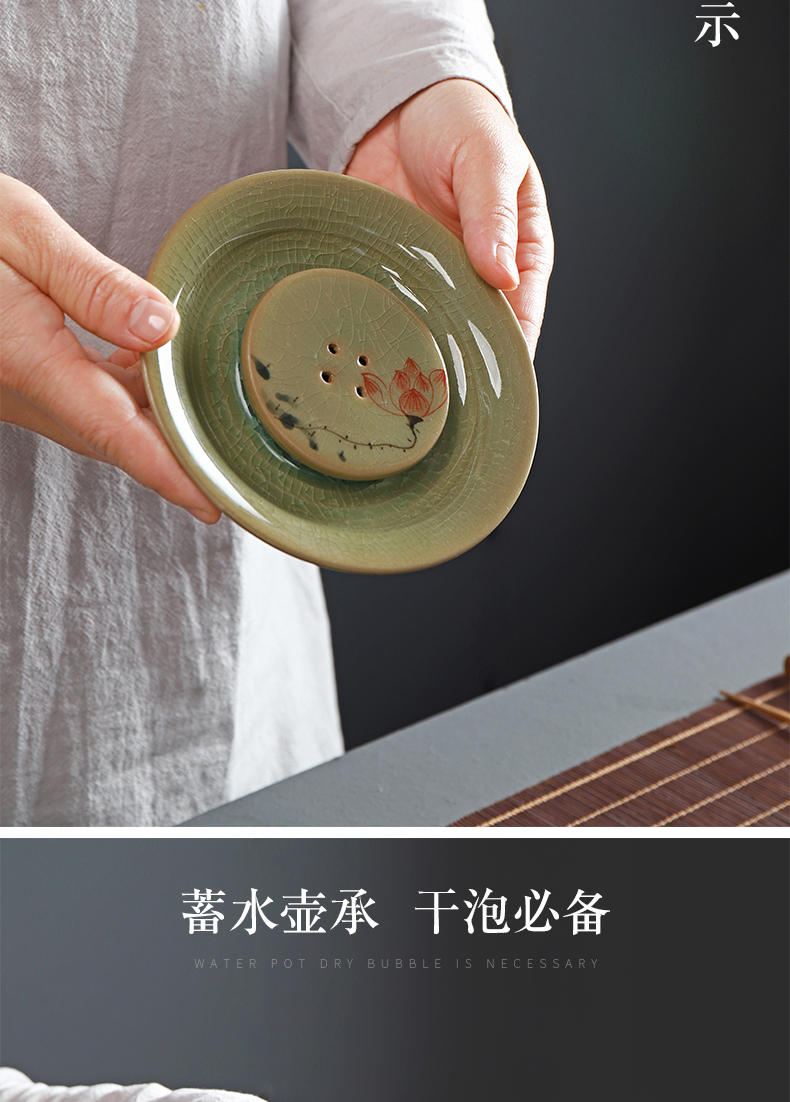 Have the ancient pot bearing hand the up ceramic tea set of the kung fu tea tea accessories dry tea pot pad teapot tray