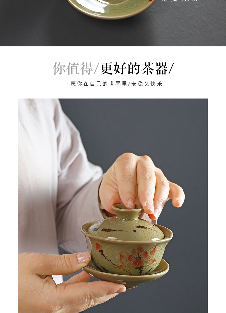 Have the ancient tureen hand - made ceramic the up kung fu tea tea and tea cup three cups tureen new one the bowl