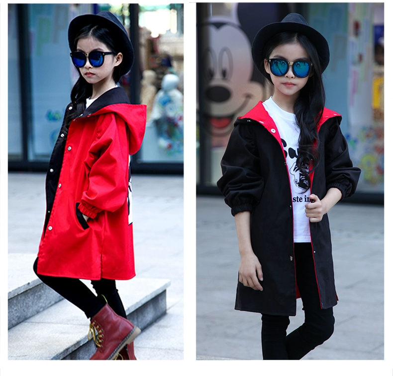Áo gió cho bé gái 2018 xuân hè phong cách mới trẻ em phiên bản Hàn Quốc của bé gái ngoại quốc 12 áo khoác rộng 15 tuổi ao quan tre em