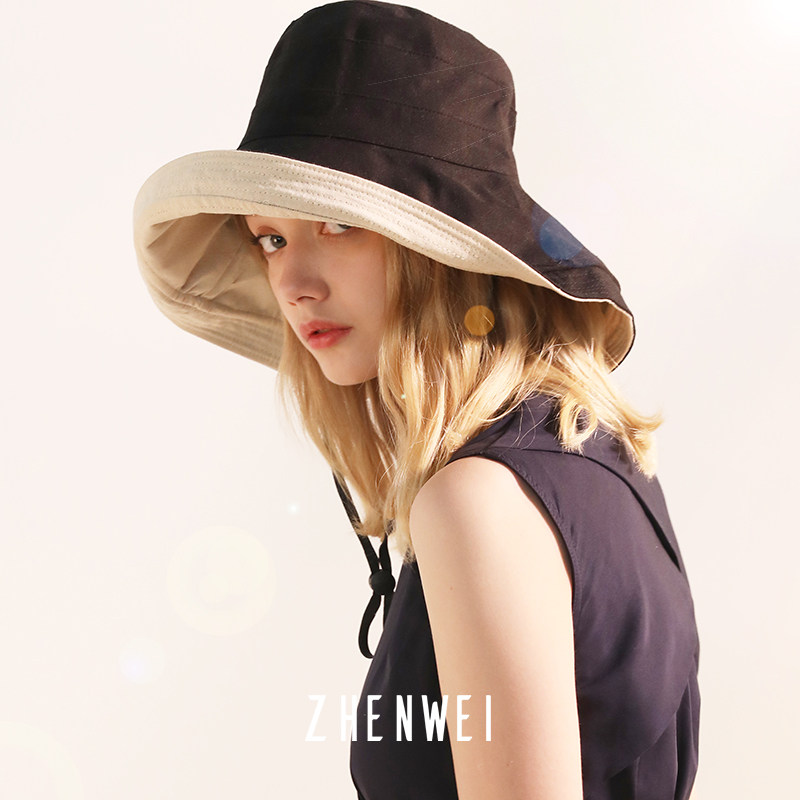 (double face wearing cotton linen) spring and summer female great hat peak hat curl sun hat folding 100 lap fishing cap sunscreen sunhat