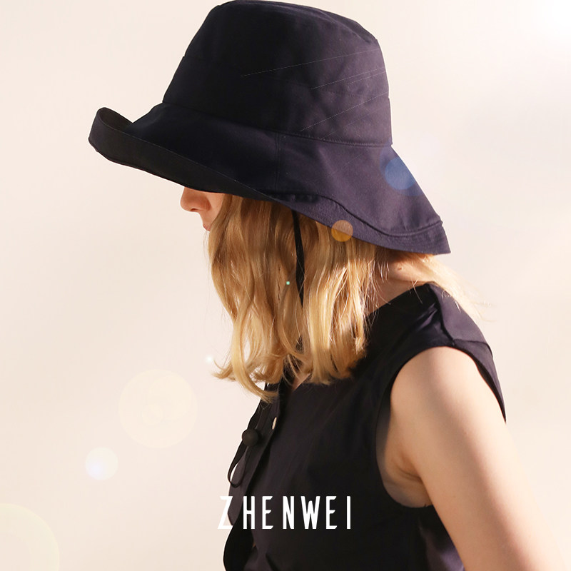 Cotton linen fisherman hat female Korean version tide summer brim sun hat solid color wild sun hat face sun protection cap