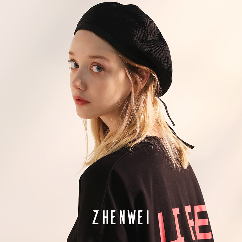 Zhen Wei new spring and summer women's thin section large size small size breathable beret black painter hat bud hat adjustable