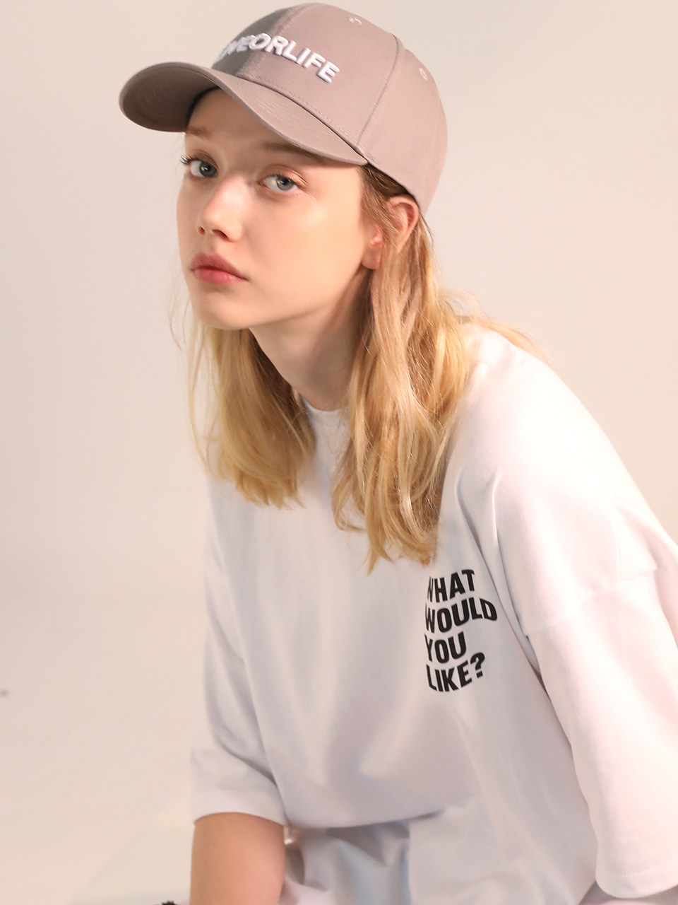 (Survive above live below)Summer Baseball Cap Female Gray Three-dimensional letter Embroidery Hard top cap