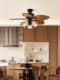 Dyson Living Room Solid Wood Ceiling Fan Lamp Bedroom Dining Room Retro South Asian Style Banana Leaf Fan French Vintage Fan Lamp