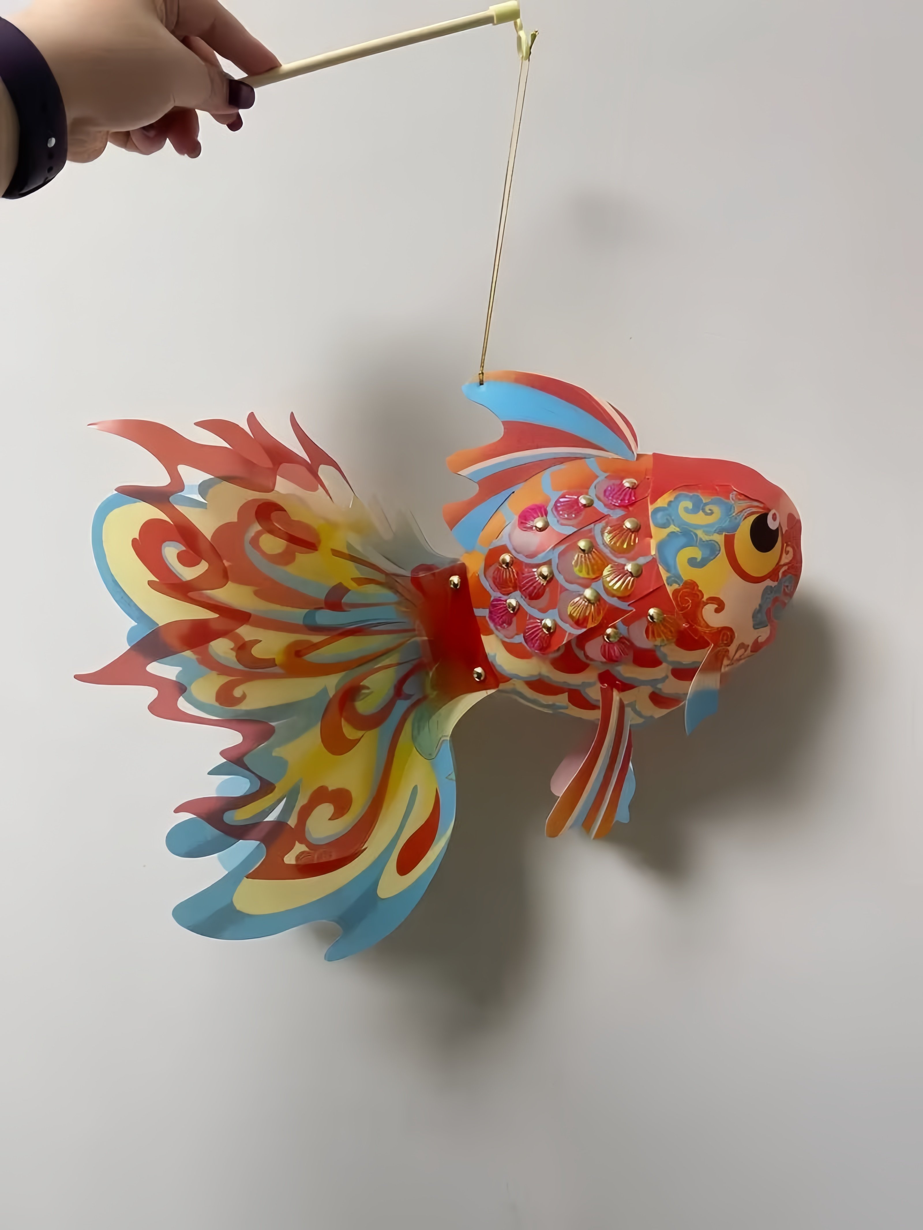 Фонарь 春节节日手提发光琉璃鱼灯儿童手工制作古风灯笼diy材料包批发 No brand